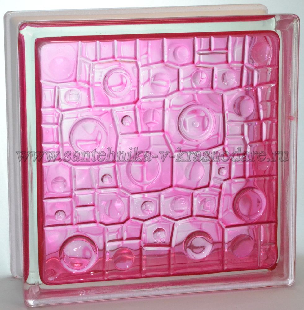 Стеклоблок губка розовый окрашенный изнутри Vitrablok 19x19x8