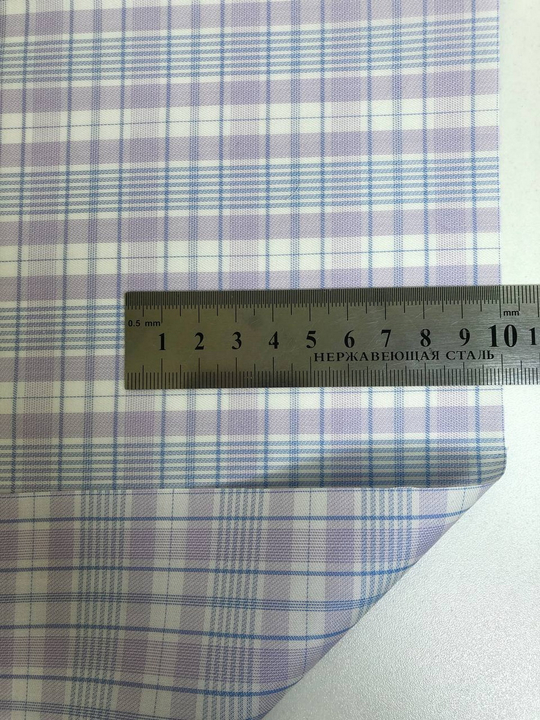 Коттон сорочка принт клетка, белый/сиреневый/голубой NB#82