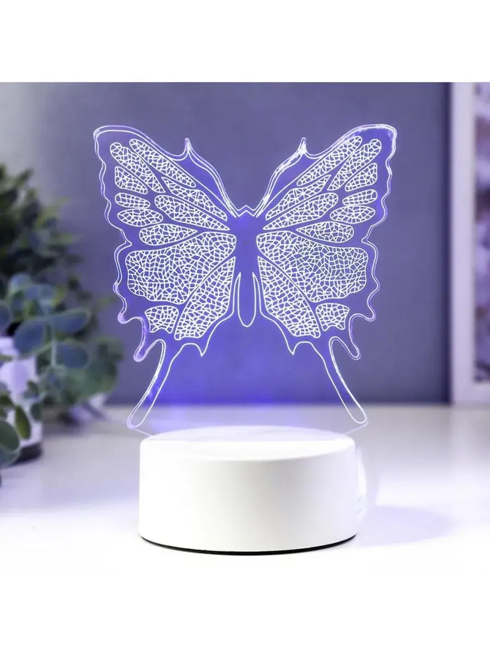 Светильник «Бабочка» LED RGB от сети 9.5×13×17 см RISALUX