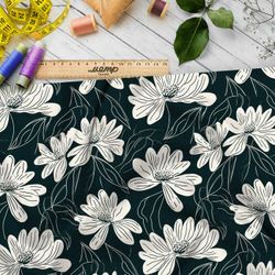 Ткань премиум дюспо цветочная двуцветная графика