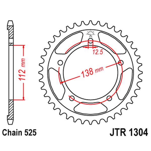 Звезда задняя JT JTR1304.42 для мотоциклов