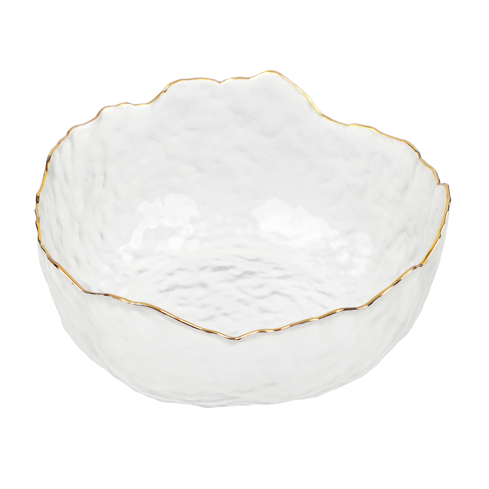 MILLIMI Салатник 13.5x13.5x6см, стекло, прозрачный с золотой каймой