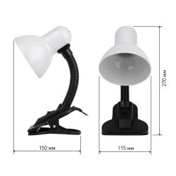 Настольный светильник ЭРА N-212-E27-40W-W на прищепке белый | Настольные светильники под лампу
