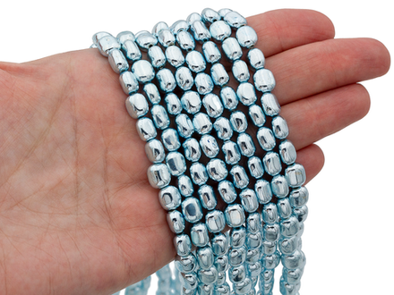 Нить гематитовых бусин с покрытием, "Stones", галтовка 6-7мм (уценка)