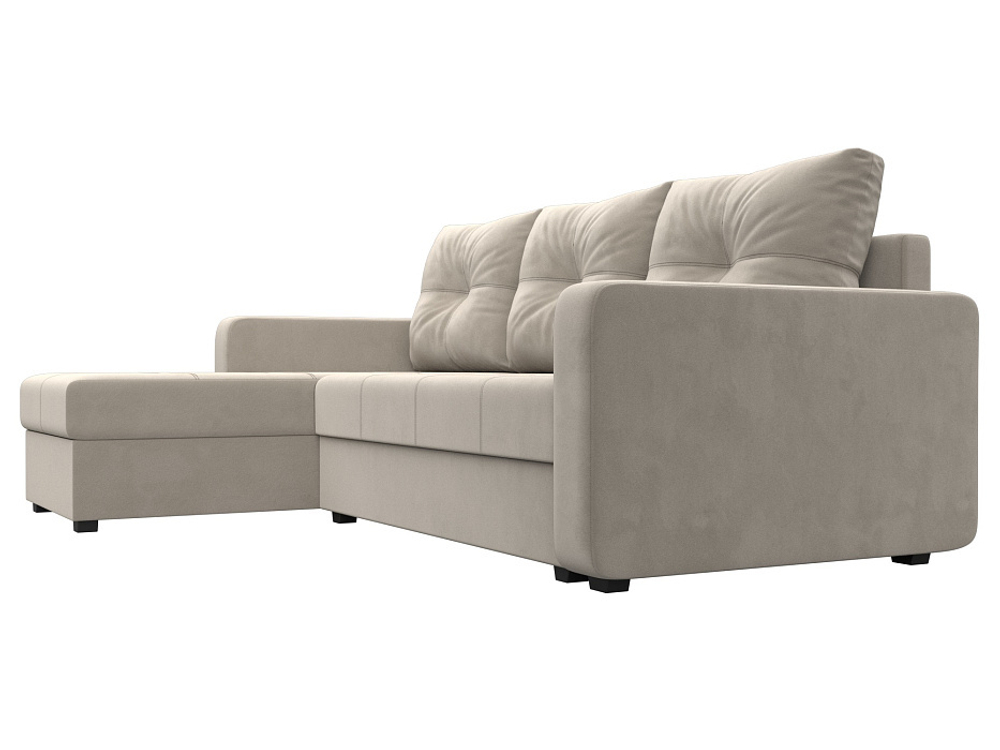 Диван угловой Ливерпуль Лайт левый угол, Бежевый, Микровельвет, 117726L