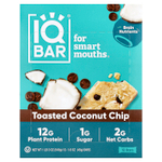 IQBAR, батончики растительного протеина, обжаренная кокосовая крошка, 12 батончиков по 45 г (1,6 унции)
