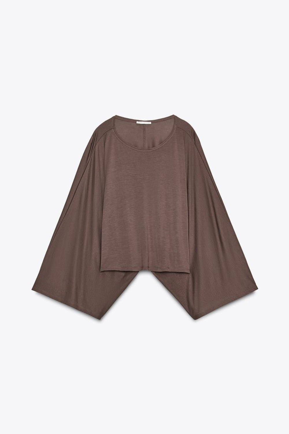 ZARA АСИММЕТРИЧНАЯ НАКИДКА ИЗ СТРУЯЩЕЙСЯ ТКАНИ, РЫЖЕВАТО-КОРИЧНЕВЫЙ