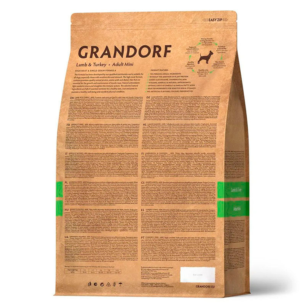 Сухой корм Grandorf Dog Lamb&Turkey MINI с ягненок и индейка для собак мини пород, 8 кг (Грандорф)