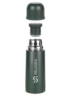 Термос Relaxika 101 (0,35 литра), хаки (стикерпак "Кемпинг")