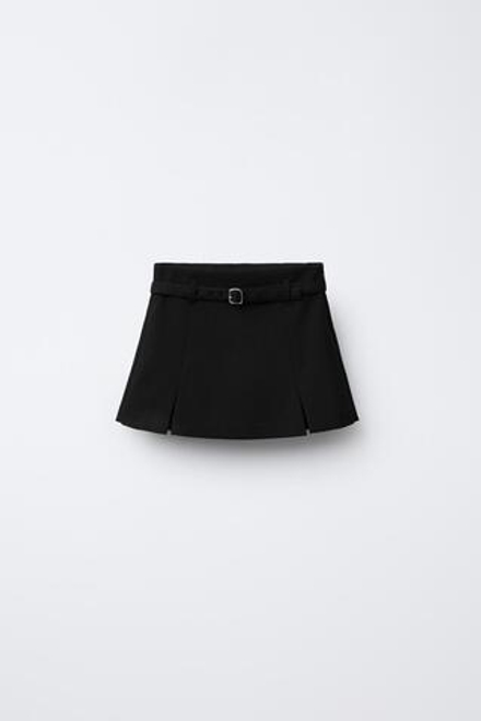 ZARA ЮБКА-ШОРТЫ С РЕМНЕМ, ЧЕРНЫЙ