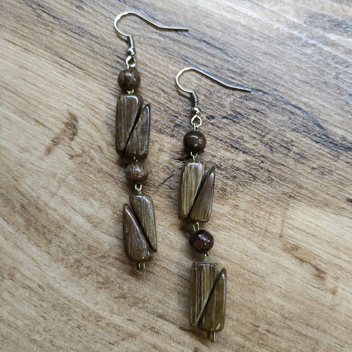 Серьги Клинышки, дерево, цвет темно-коричневый 314914