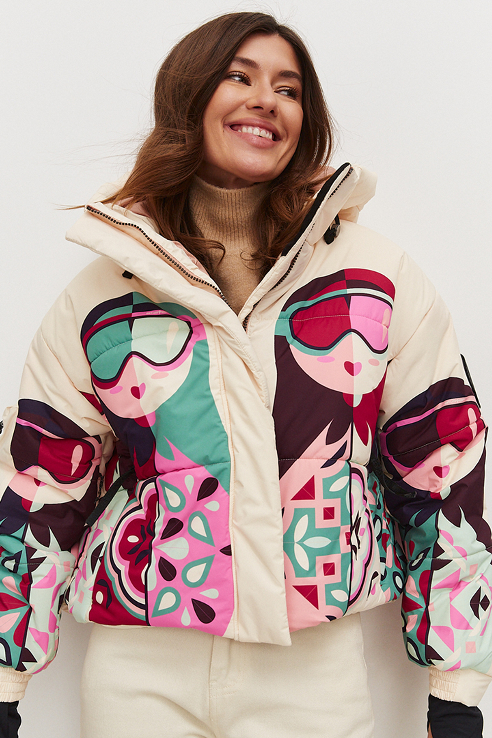 Куртка горнолыжная Apre ski Матрешка (Бежевая)