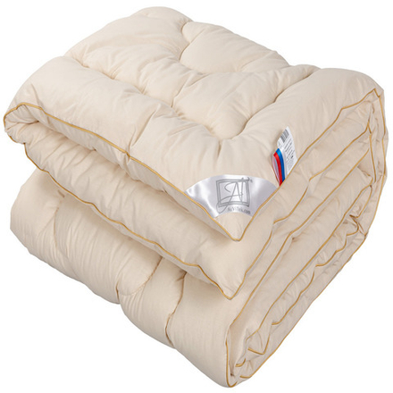 Одеяло "АВТ. SHEEP-LIGHT" всесезонное, плотность 300 г/м2, цвет бежевый, поплин (100% хлопок), Россия.