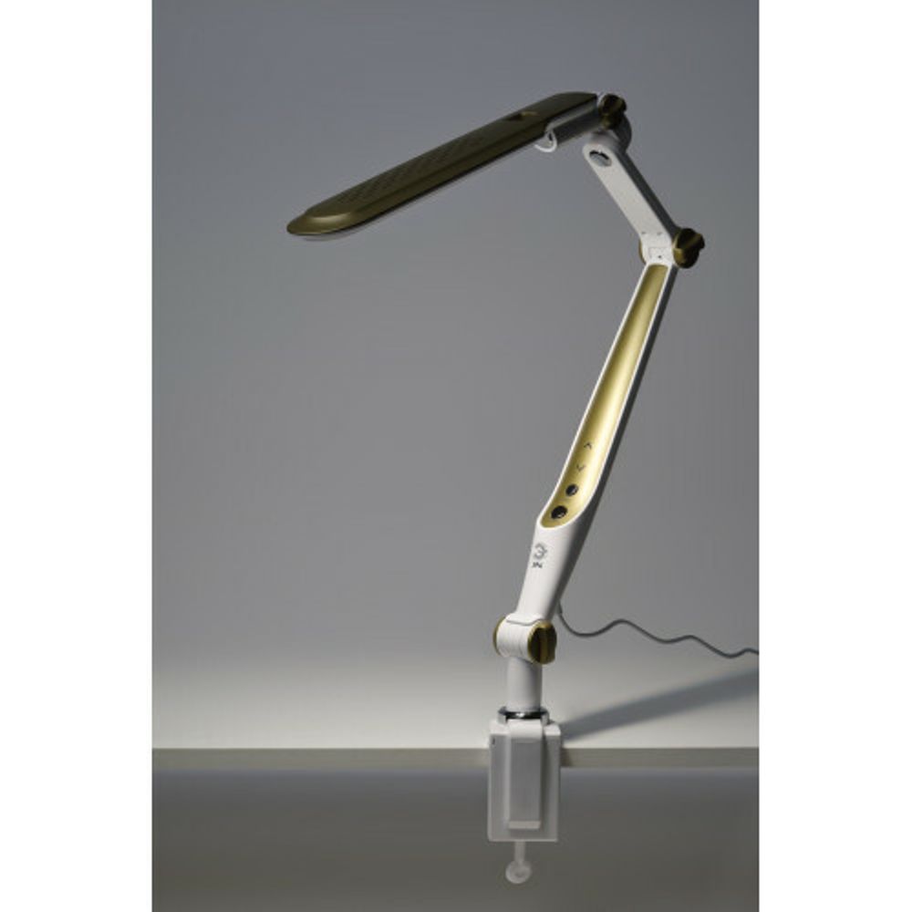 Настольный светильник ЭРА NLED-496-12W-G светодиодный на струбцине золото