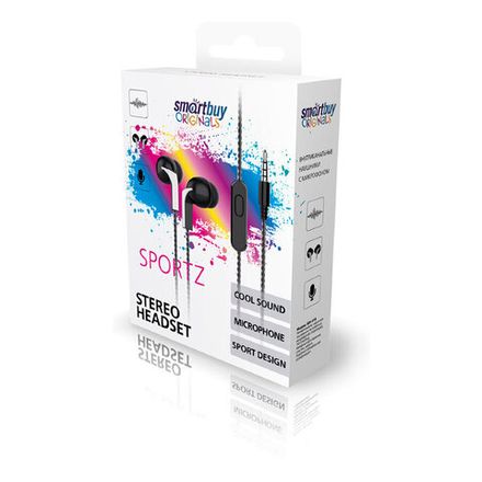 Внутриканальные наушники Smartbuy Sportz c микрофоном и кнопкой принятия вызова (белый/серый)