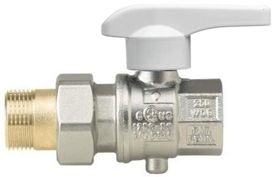 Кран дисковый Rubinetterie Bresciane Eurofly 600500 1/2"x1/2" ВР/НР с полусгоном белая ручка-бабочка