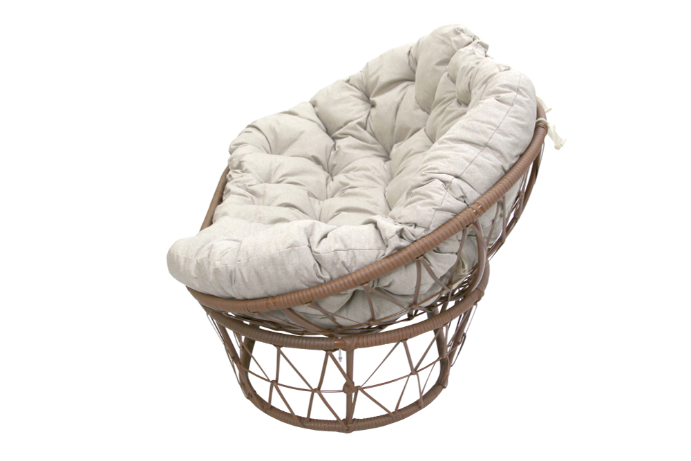 Диван Garden story Мамасан ротанг искусственный 1 уп (корзина бежевая+подушка бежевая+подставка беж) (М)