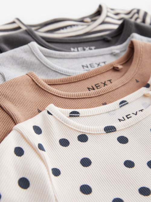Лонгслив для девочки Next D57-079, 5 шт., Белый, Бежевый, Серый