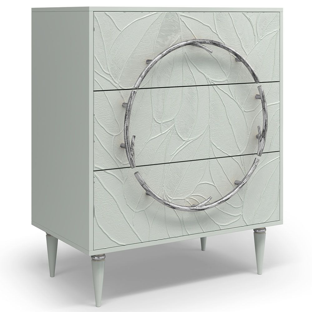 Комод Арт Колор leaves Классик Сильвер с 3 ящиками Серый дым
