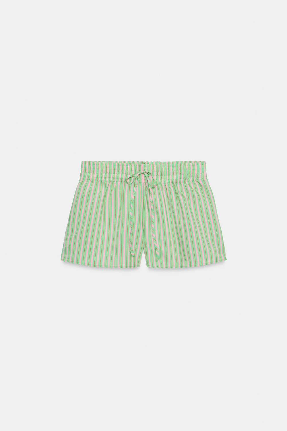 ZARA ШОРТЫ ИЗ ПОПЛИНА В ПОЛОСКУ, ЗЕЛЕНЫЙ