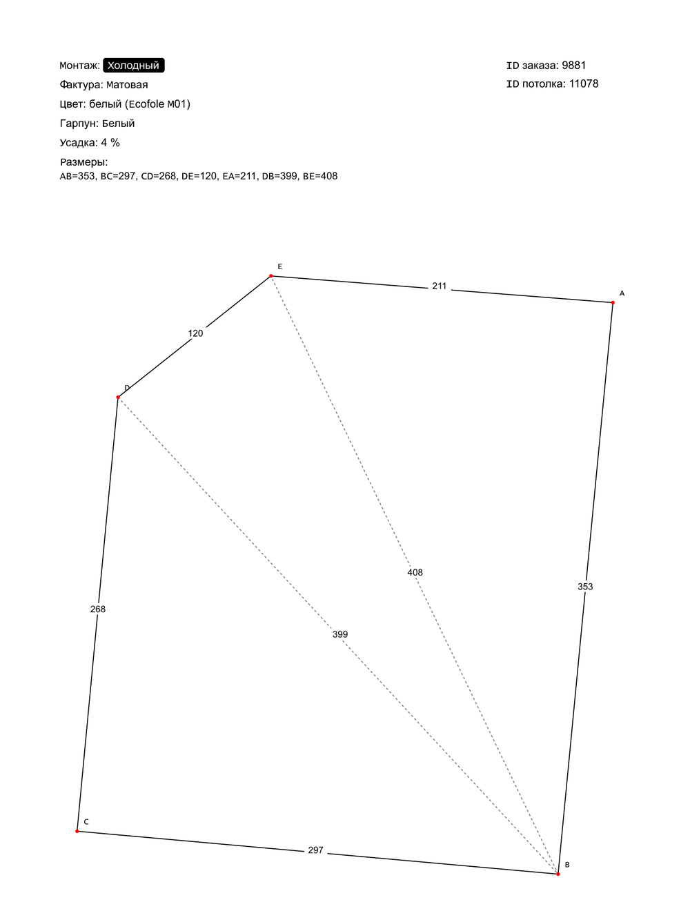 Натяжные потолки: 10.6 м2, 11.5 м2, 10.1 м2, 4.4 м2