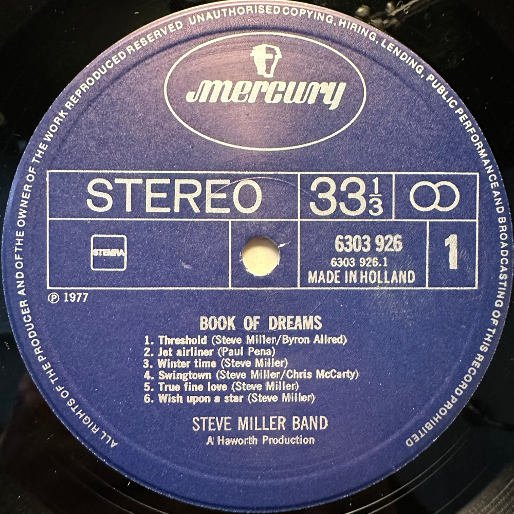 The Steve Miller Band - Book Of Dreams (Голландия 1977г.)