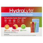 Hydralyte, шипучий электролитный порошок, ассорти вкусов, апельсин, клубничный лимонад и лаймад, 30 отдельных пакетиков, 200 г (6,9 унции)