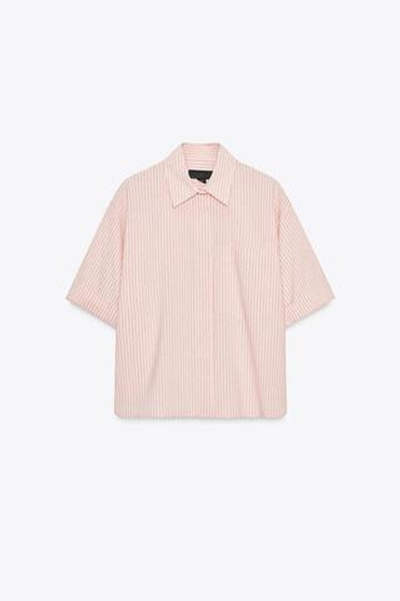 ZARA РУБАШКА ИЗ ПОПЛИНА С КАРМАНОМ, ПЕРСИКОВЫЙ