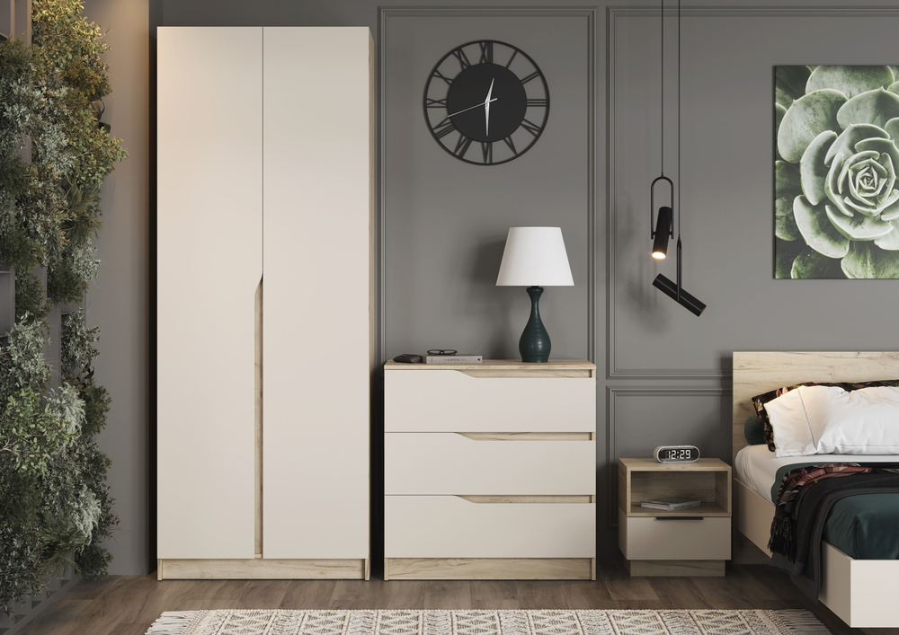 Комод для одежды с ящиками Дуб Крафт Серый/Кашемир 85х87х46,8 см