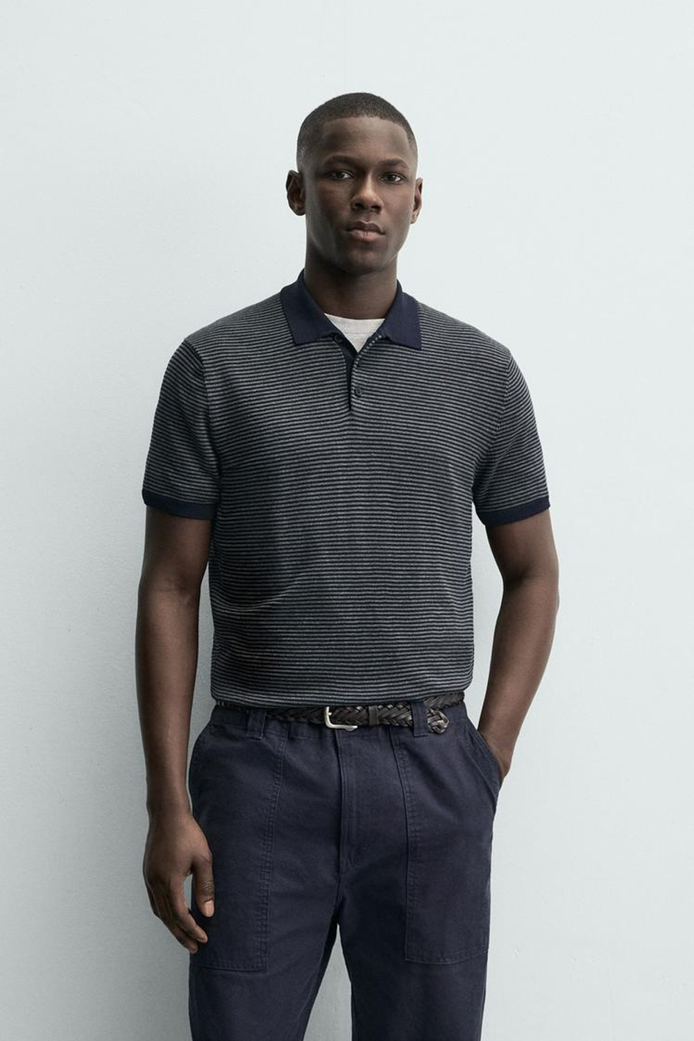 ZARA ПОЛО ИЗ ТРИКОТАЖА КЛАССИЧЕСКОГО КРОЯ, ПОЛОСКИ