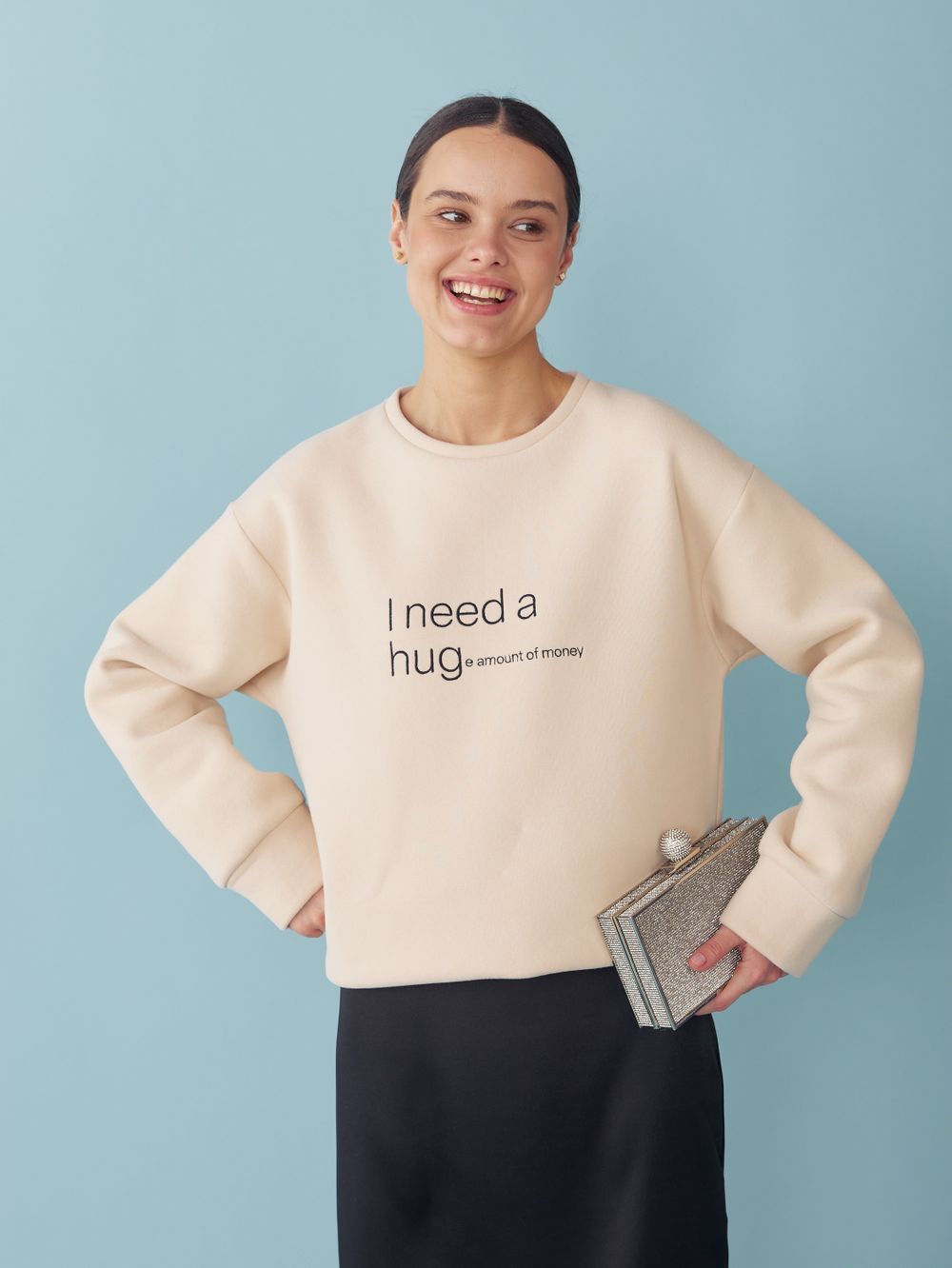 СВИТШОТ HUGE AMOUNT PASTEL BEIGE