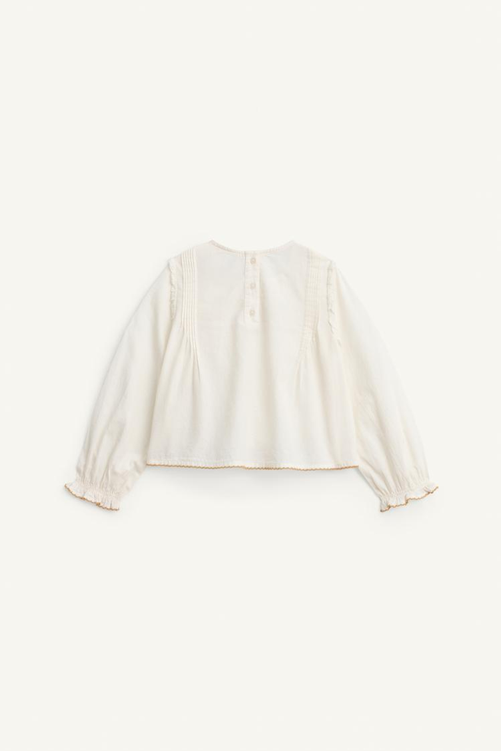 ZARA ОДНОТОННАЯ РУБАШКА С ВЫШИВКОЙ, ЭКРЮ