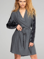 Женский домашний халат-кардиган из вискозы (Размер: L) (Цвет: серый)