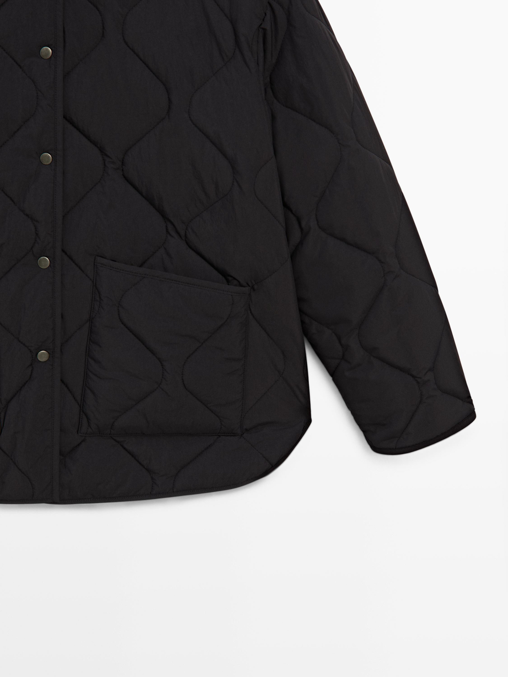 Massimo Dutti Стеганая куртка-накидка, черный