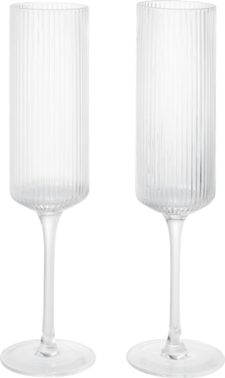 Набор 2 бокала Ferm Living, Ripple Flutes, стекло, прозрачный