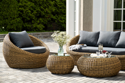 "Барселона" лаунж-зона из искусственного ротанга, цвет соломенный