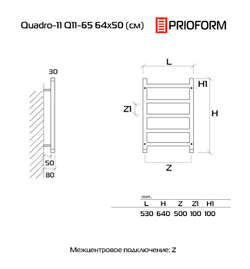 Quadro-11 64x50 Полотенцесушитель водяной