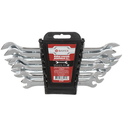 Набор ключей рожковый, 6 пр, Bartex, 6-17 мм, хромированный зеркальный, CrV сталь, шт