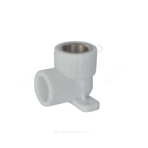 Угольник PP-R комбинированный белый Дн 25х3/4" ВР с креплением VALFEX 10120125