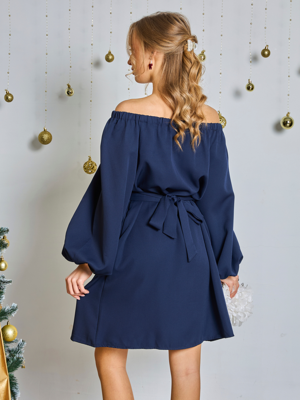 Платье нарядное для девочки тёмно-синее