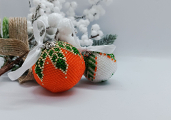 Елочная Игрушка, Шарики на Елку из Бисера, Ручная работа