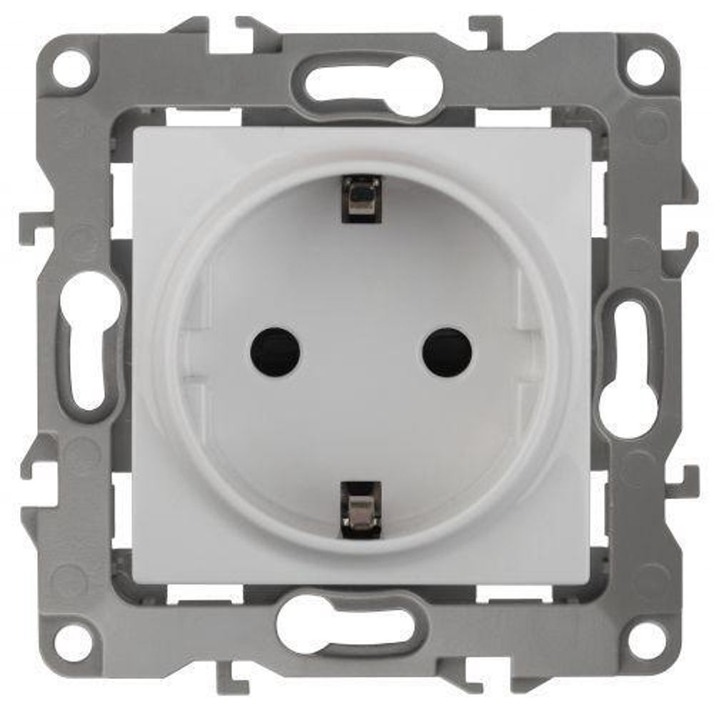 Розетка 1-м СП Эра12 12-2002-01 16А IP20 250В 2P+E Schuko защ. шторки механизм бел. Эра Б0036440