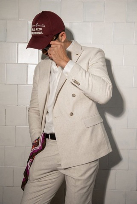 Двубортный костюм мужской (бежевый) С4