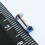 Пирсинг. Лабрета интернал для пирсинга губы 6 мм с синим цирконом 3 мм. Медицинская сталь.