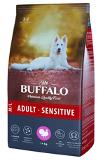 Mr.Buffalo 14кг Adult Sensitive Сухой корм для взрослых собак средних и крупных пород с чувствительным пищеварением Индейка