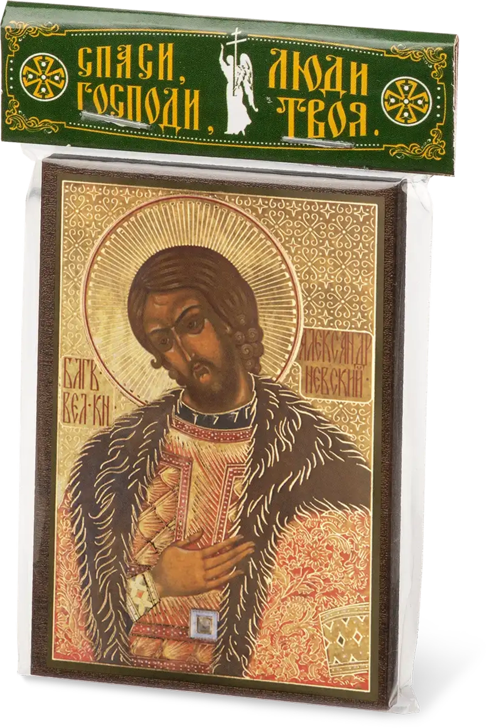 Икона "Александр Невский" (поясной), 6х9 на МДФ-6