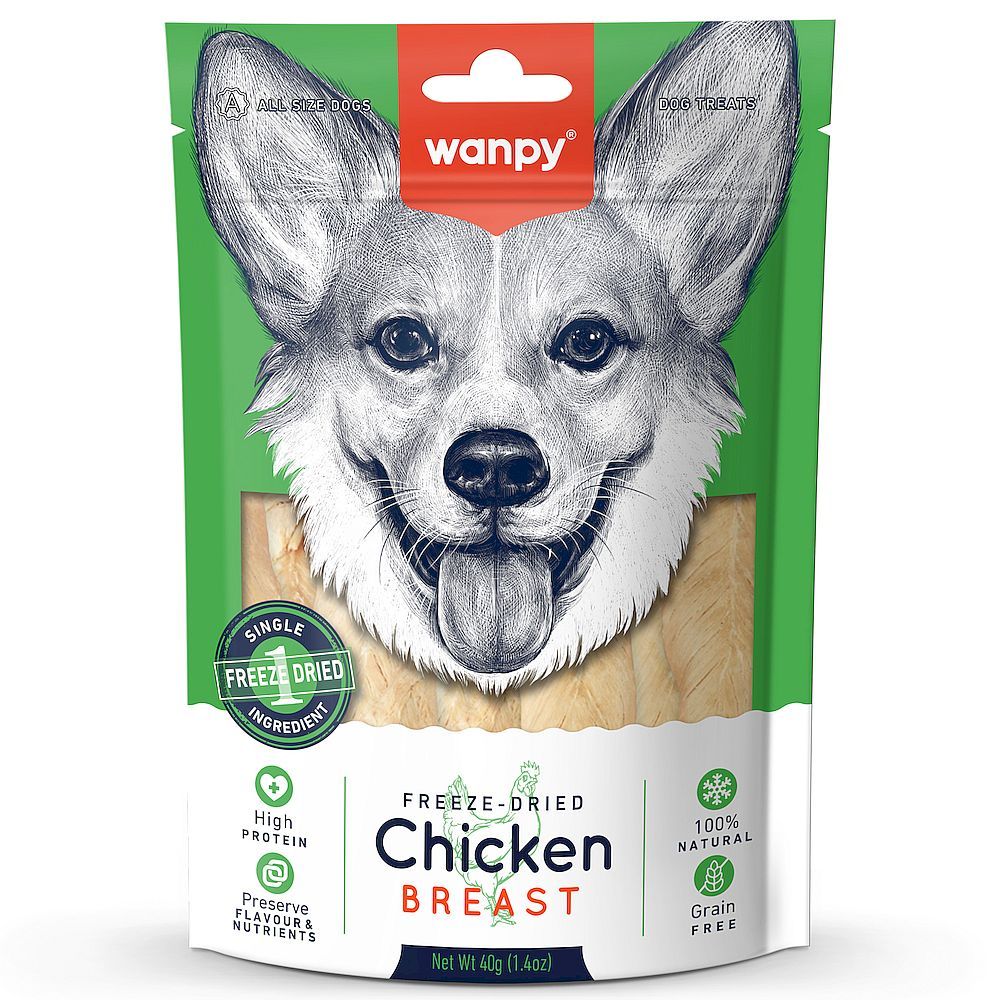 Лакомство для собак Wanpy Dog Сублимированное "Куриная грудка", Упаковка 40 г