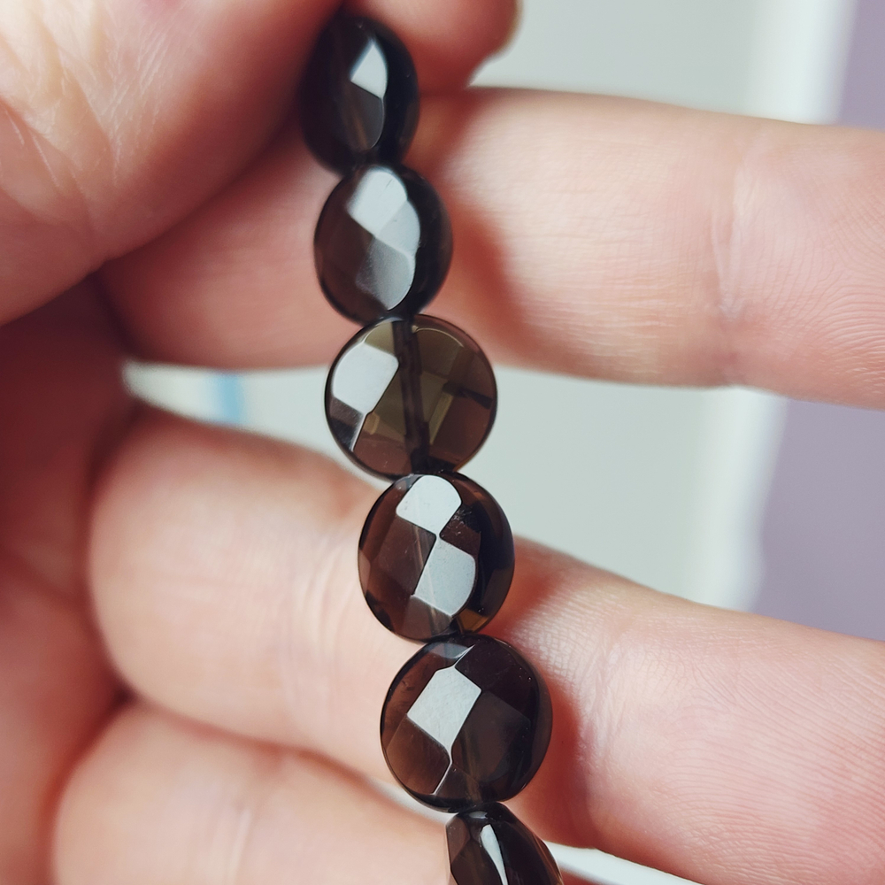 Дымчатый кварц (раухтопаз), монетка огранка, 10мм, штучно