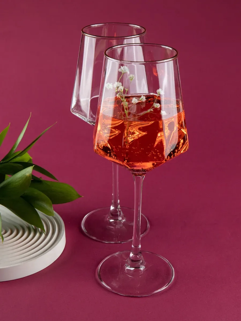 Бокалы для вина 2 шт с золотой каймой 430 мл