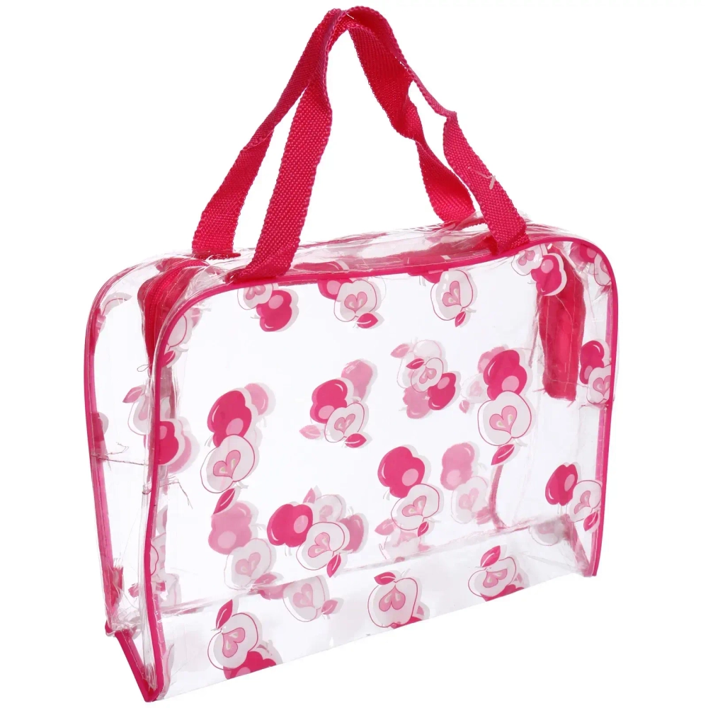 Косметичка прозрачная «Adventure - Peas», яблочки, цвет розовыйй, 16*23*9см